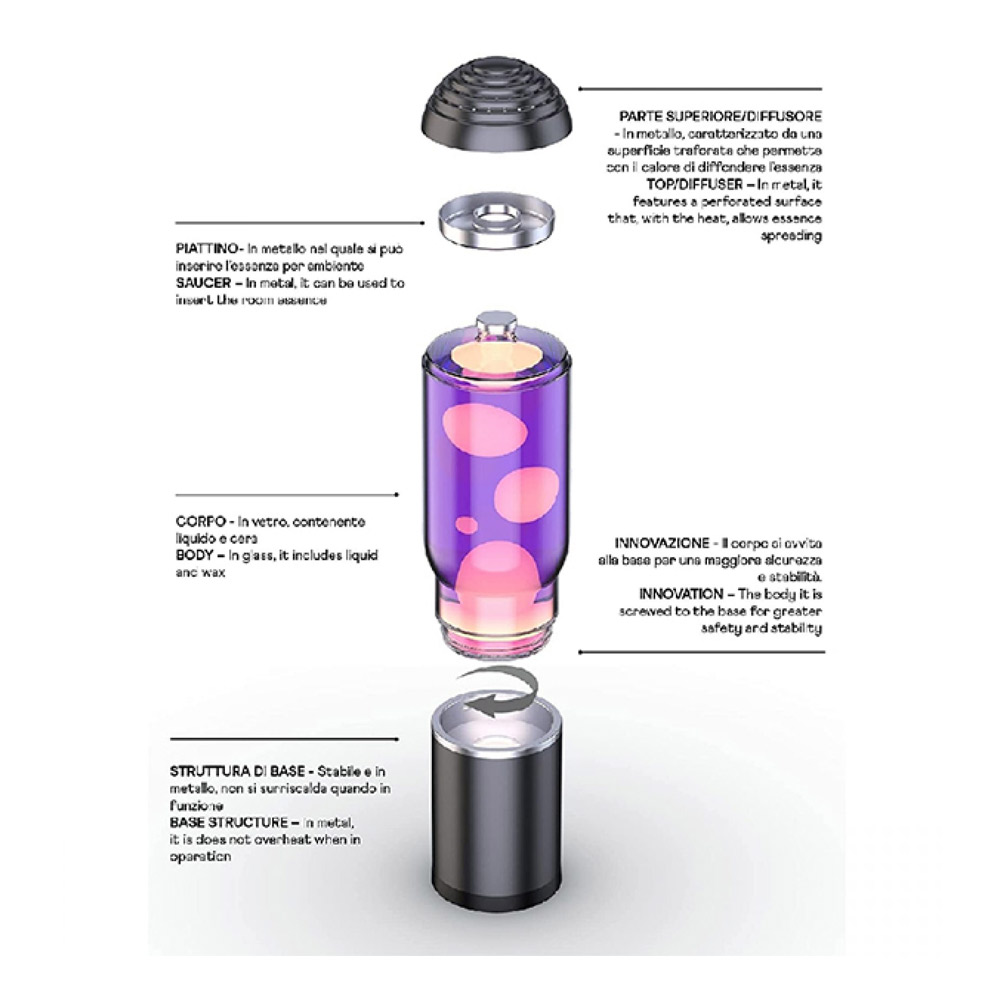 Διακοσμητική λάμπα I-total Lava Lamp A.D.A. Violet pink 35ΦΧ35cm (XL2198)