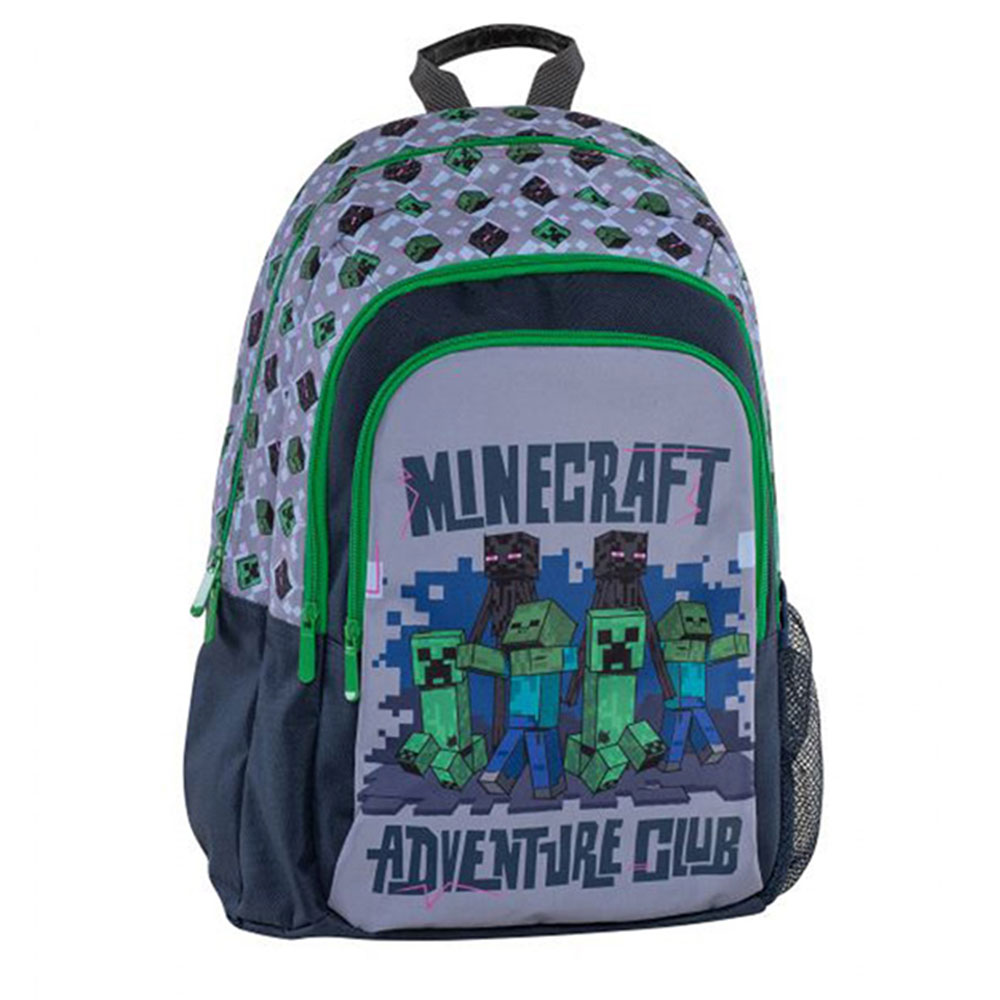 Τσάντα πλάτης δημοτικού Graffiti Minecraft adventure club grey 3 θέσεων (238211)