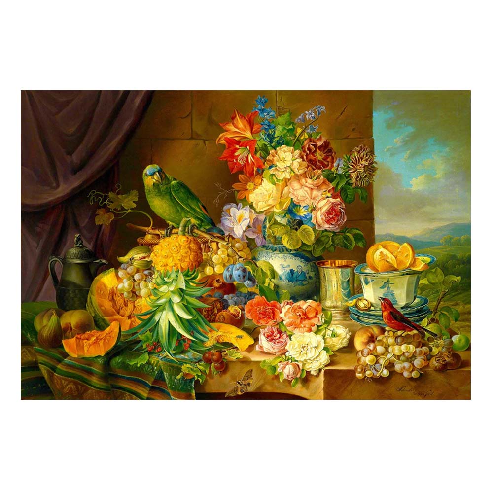 Παζλ Enjoy Josef Schuster: Still Life with Fruit Flowers and a Parrot 1000τμχ 68x48cm (1191)