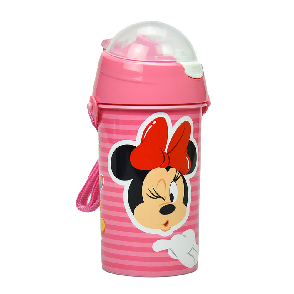 Παγούρι πλαστικό με καλαμάκι Gim FD Minnie Comfy 500ml ροζ (553-79209)