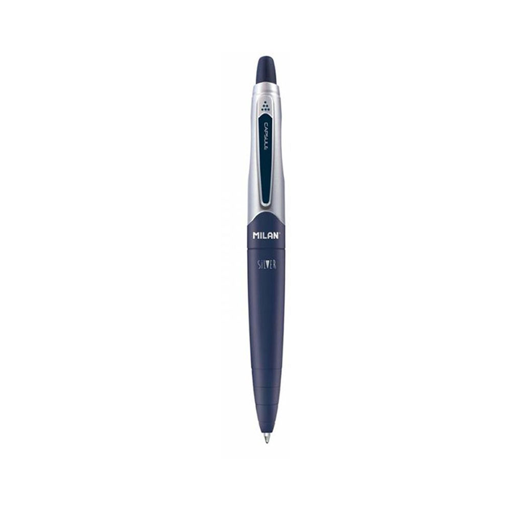 Στυλό διαρκείας milan capsule silver με κουμπί 1.0 mm μπλε