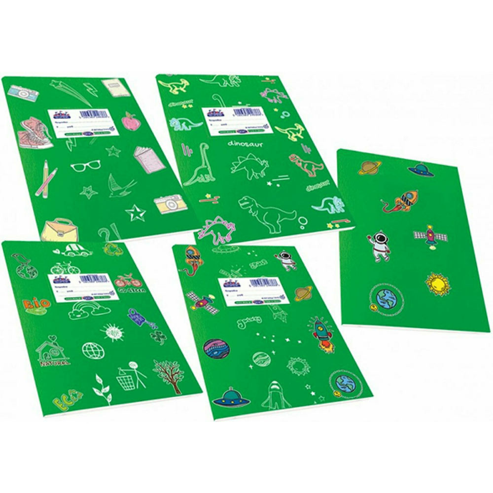 Τετράδιο Skag super ριγέ 17X25 50 φύλλα πράσινο με διάφορα σχέδια (246866)