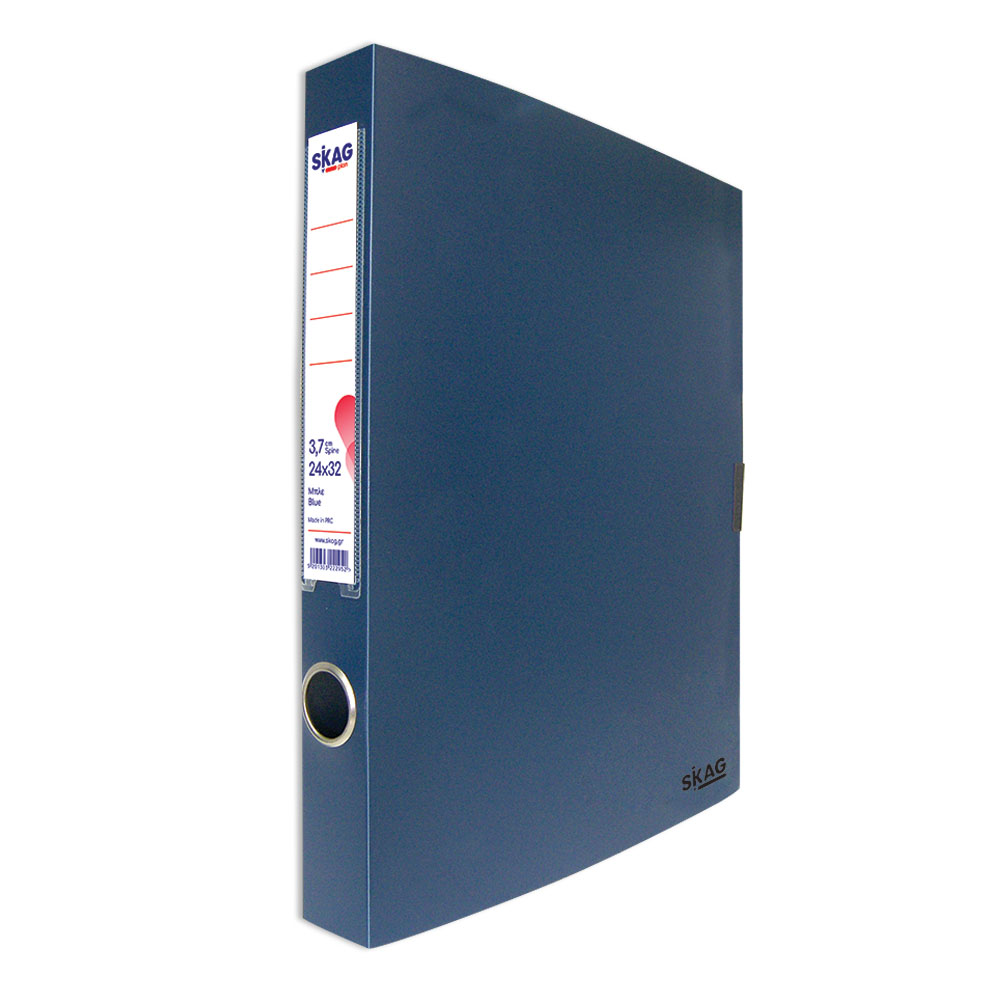 Φάκελος κουτί PP Skag με κούμπωμα Α4 3.7cm ράχη μπλε (222952)