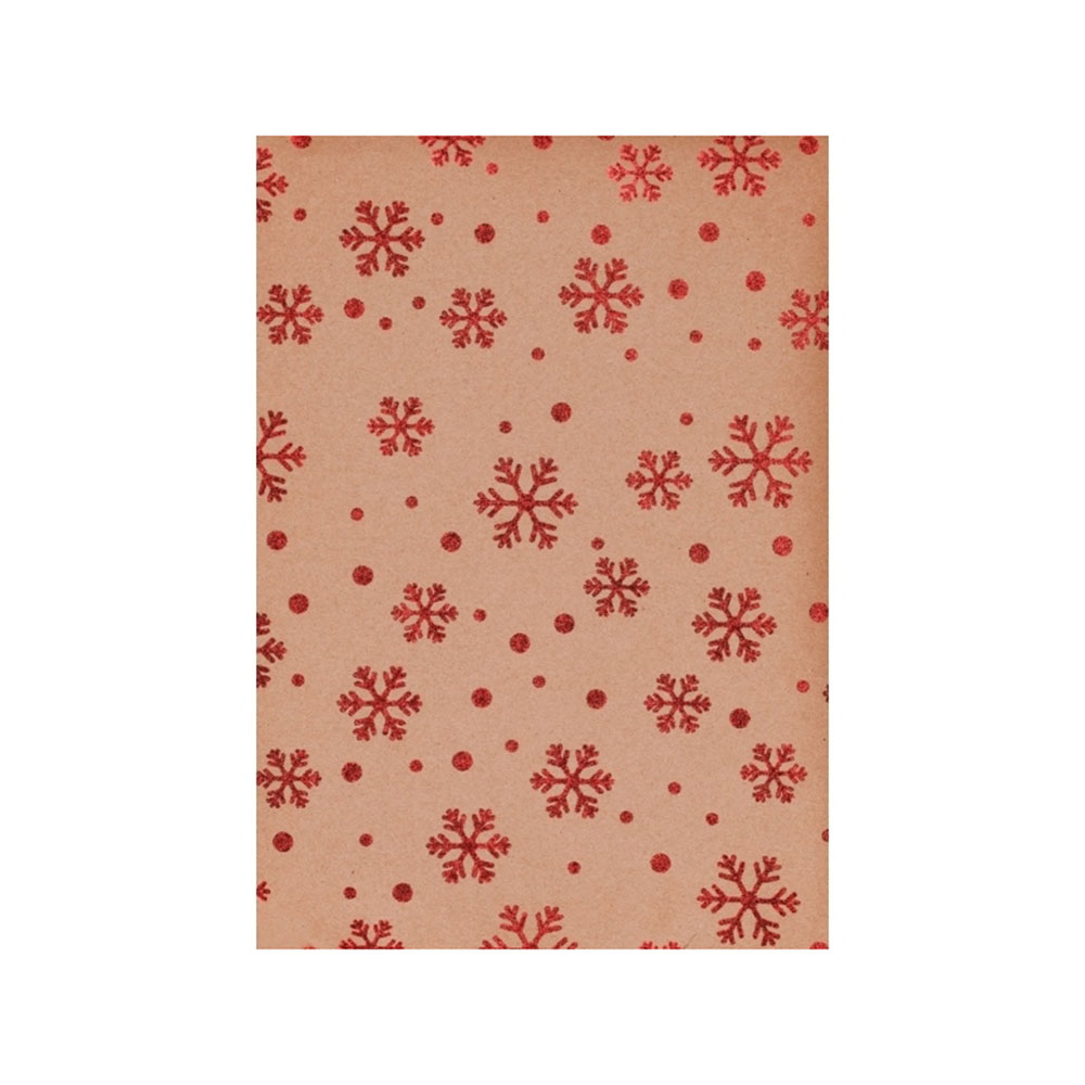 Χαρτί περιτυλίγματος Χριστουγεννιάτικο 70X100cm κόκκινες ανάγλυφες νιφάδες 1 τεμάχιο (547E)