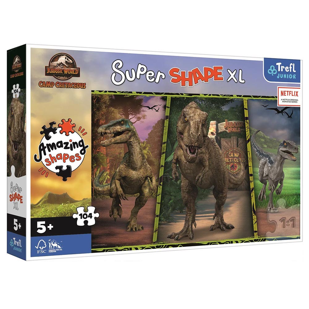 Παιδικό παζλ Super Shape XL Trefl Jurassic Park Colorful Dinosaurs 104 Pcs 60x40cm (50020)