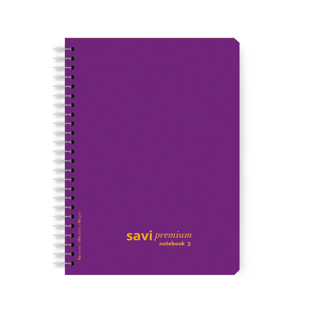 Τετράδιο σπιράλ Savi premium Α4 21X29cm 3 θέματα 90 φύλλων 80gr μωβ (202023-330)