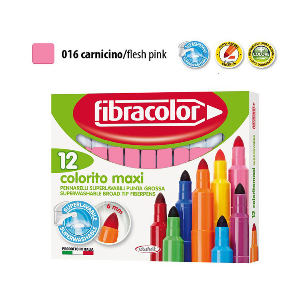 Μαρκαδόροι ζωγραφικής Fibracolor colorito maxi 6mm κουτί 12 τεμαχίων ροζ (630SW012SC16)