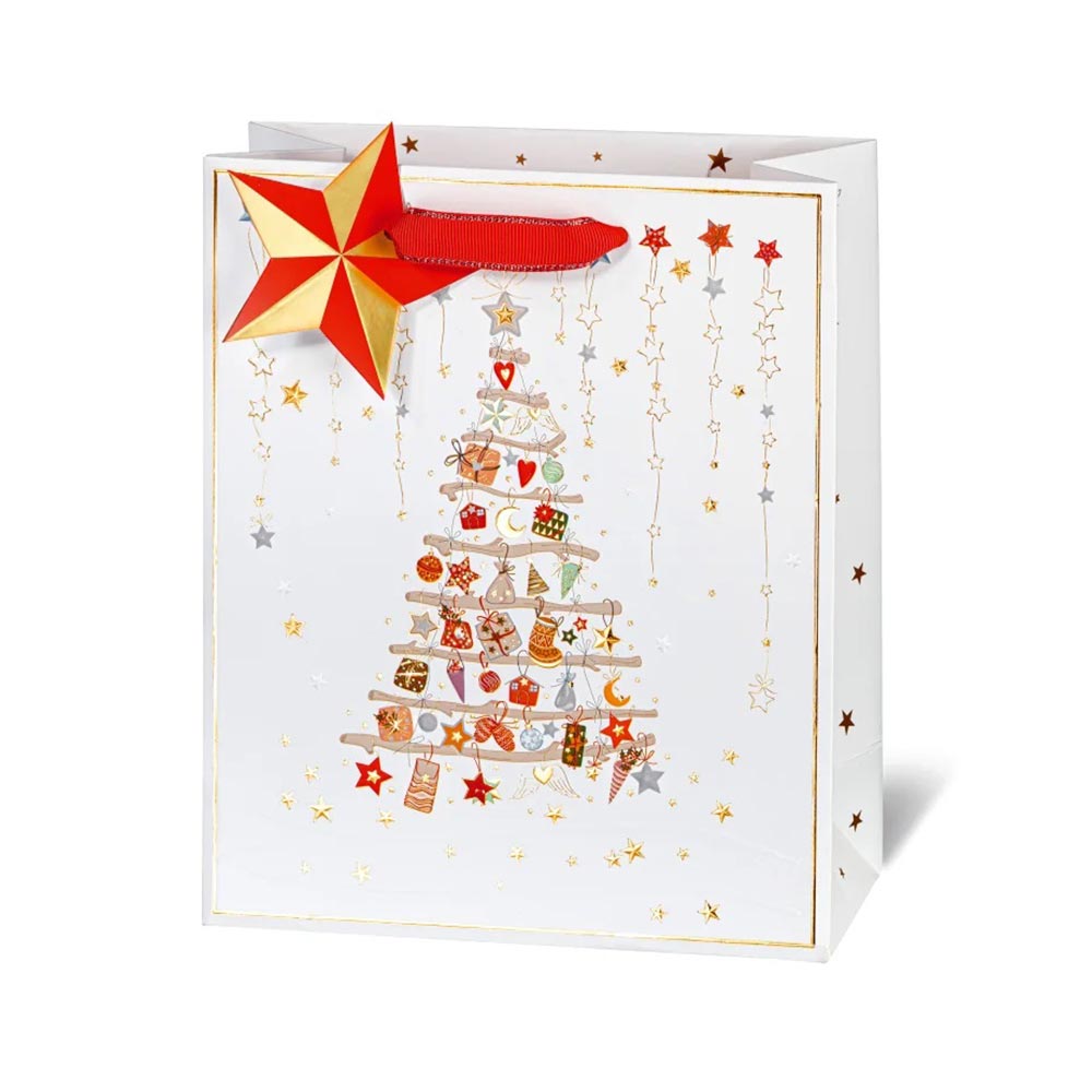 Χάρτινη χριστουγεννιάτικη σακούλα δώρου BSB medium 23X19X9cm Christmas tree 1 τμχ (481-005)