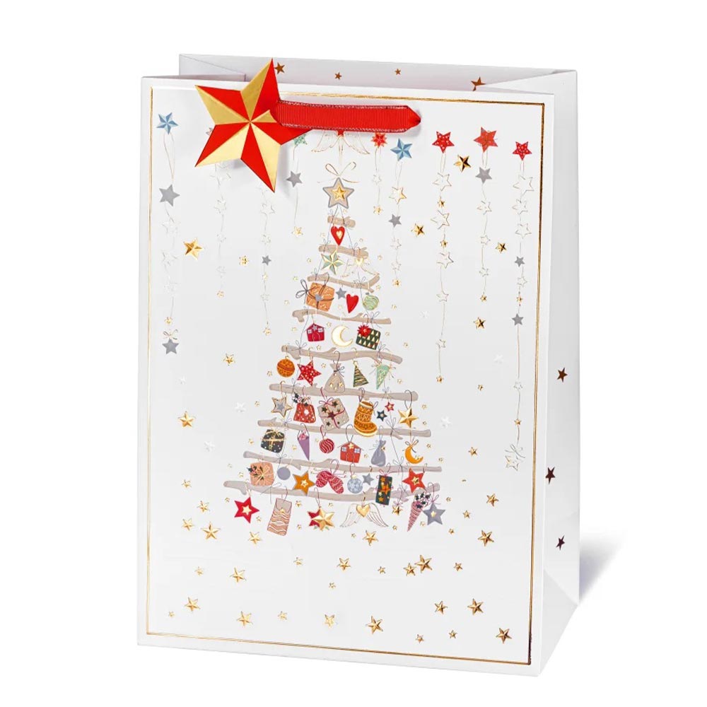 Χάρτινη χριστουγεννιάτικη σακούλα δώρου BSB large 26X14X36cm Christmas tree 1 τμχ (483-005)
