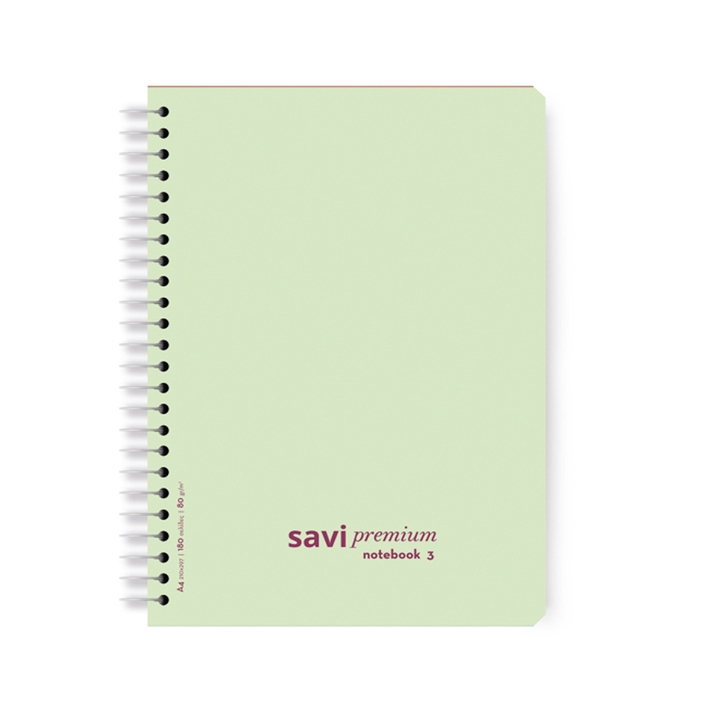 Τετράδιο σπιράλ Savi premium Α4 21X29cm 3 θέματα 90 φύλλων 80gr πράσινο λαχανί (202023-330)