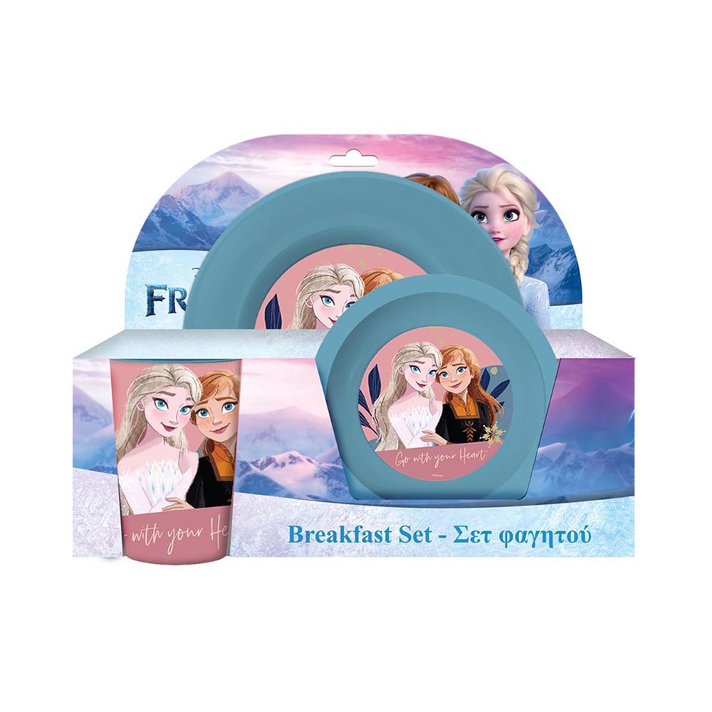 Σετ φαγητού - πρωινόυ Disney frozen πλαστικό σε φυστικί χρώμα 3 τμχ (000563780)
