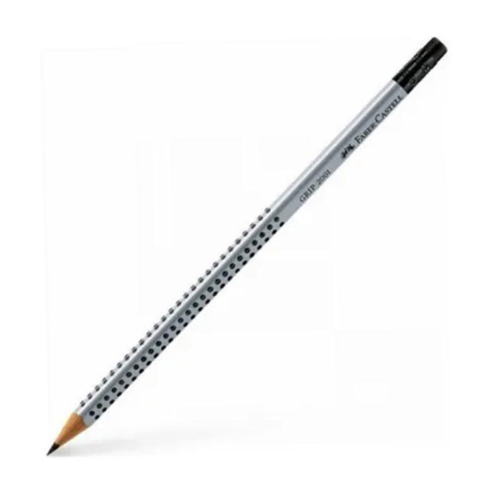 Τριγωνικό μολύβι με γόμα Faber-Castell Grip HB γκρι (117200)