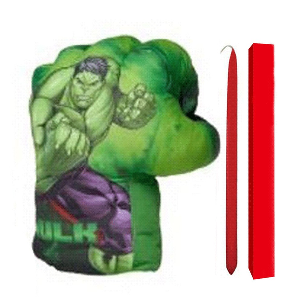 Παιχνιδολαμπάδα Λούτρινο γάντι με ήρωα Hulk Marvel Avengers 27cm (22211-NNAA)