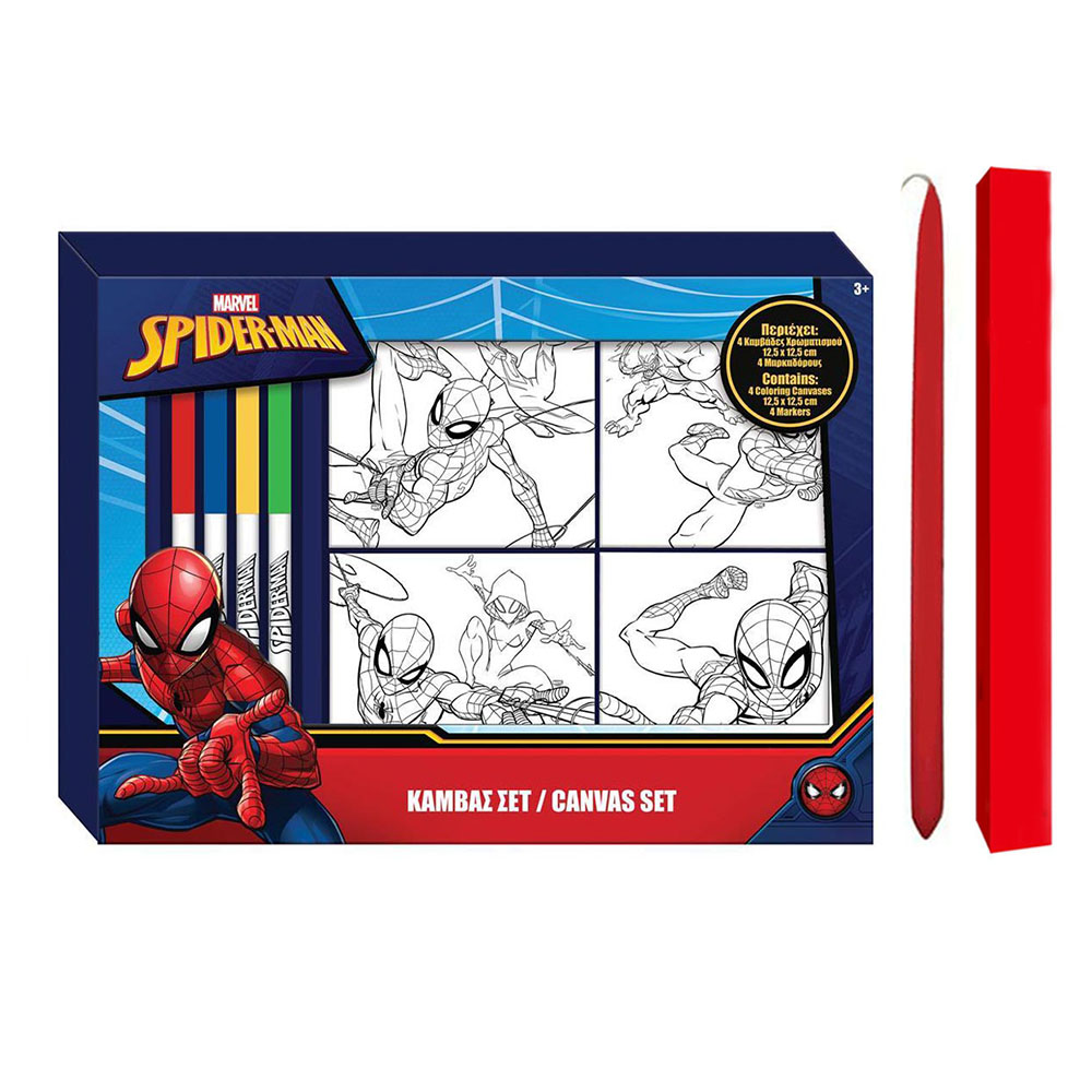 Πιαιχνιδολαμπάδα σετ ζωγραφικής Marvel Spiderman σετ 4 καμβάδες και 4 μαρκαδόροι (000508324A)