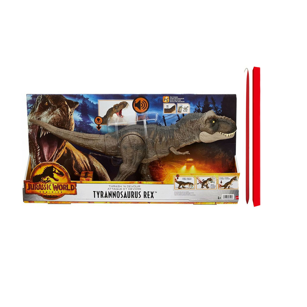 Παιχνιδολαμπάδα δεινόσαυρος T-Rex Mattel Jurassic world που χτυπαέι και καταβροχθίζει (HDY55A)